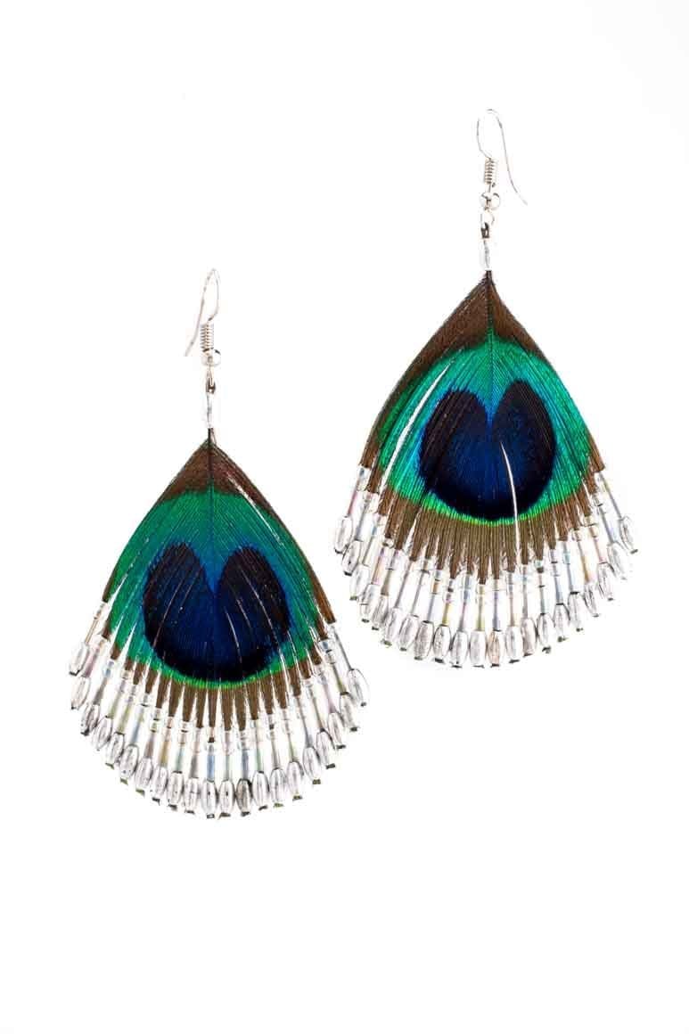 Peacock Feather Earrings - awatara